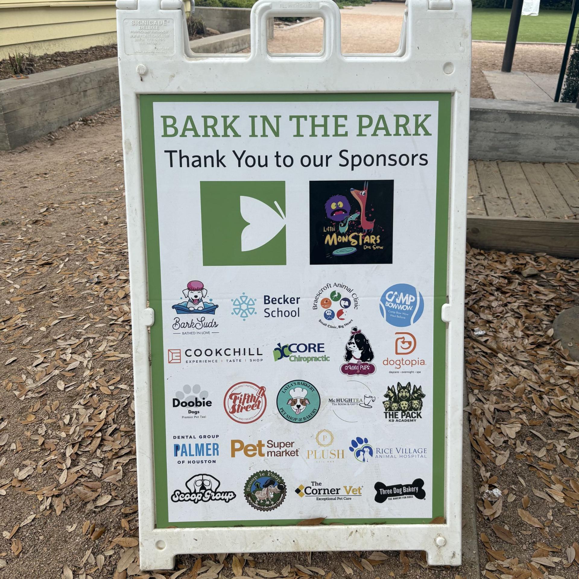 Bark in the Park RVAH Booth 2 Bark in the Park Sign